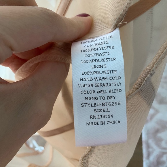 RARE FASHION NOVA Tule Mesh Nude Bustier Corset Draped Top Size Large LIKE NEW - Picture 4 of 16